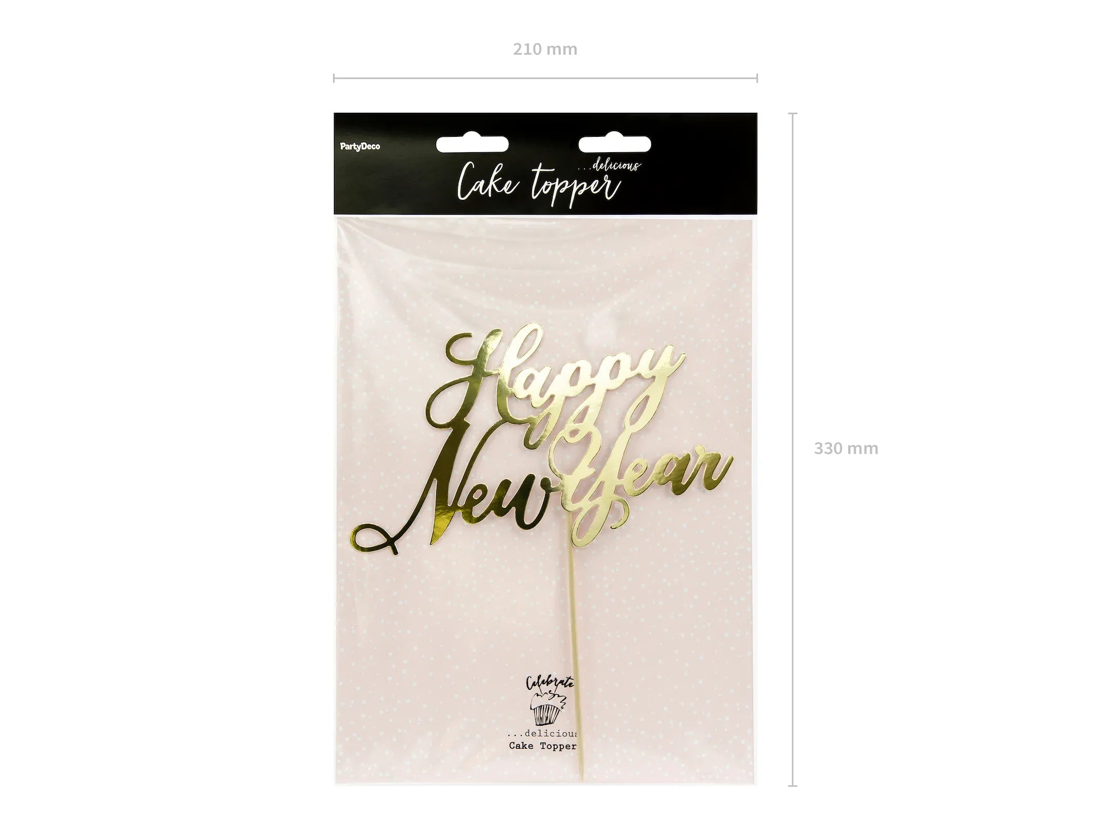 Cake Topper Happy New Year Gold - KPT32-019M