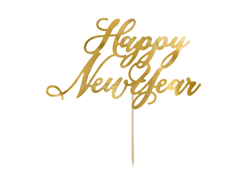 Cake Topper Happy New Year Gold - KPT32-019M