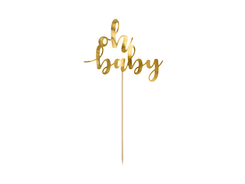 Cake Topper Oh Baby, Gold, 9.8 in