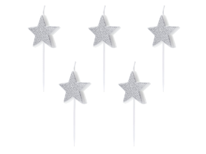 Birthday candles Stars, silver, 1.4in
