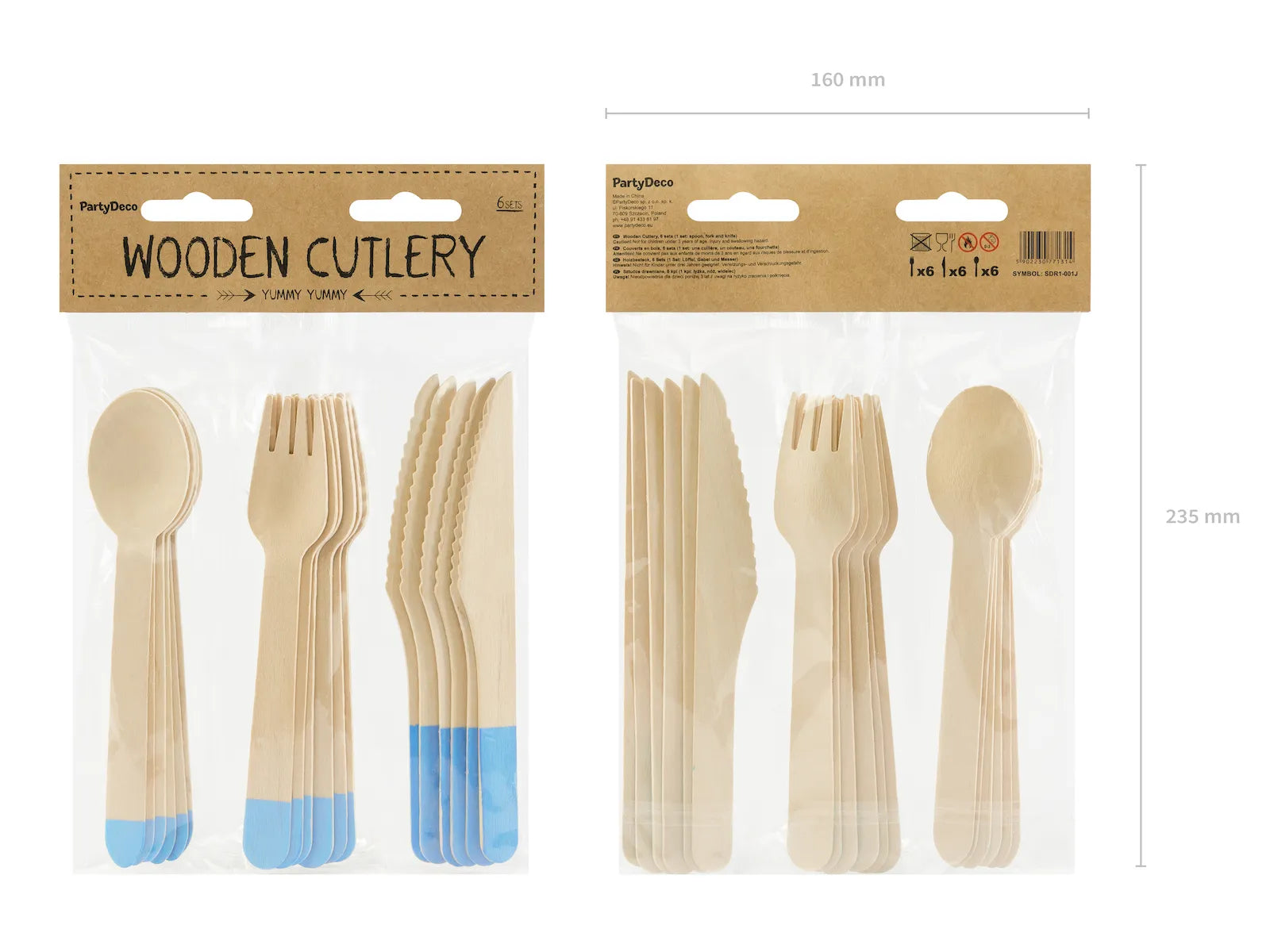 Wooden Cutlery, Light Blue, 6.3 in