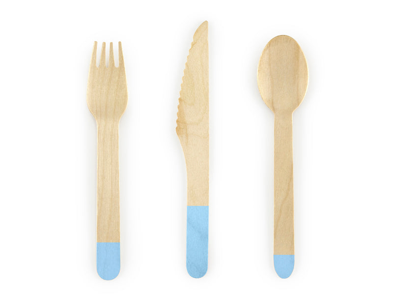 Wooden Cutlery, Light Blue, 6.3 in