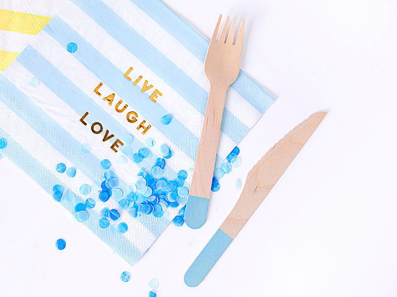 Wooden Cutlery, Light Blue, 6.3 in