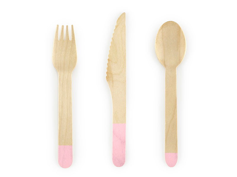 Wooden Cutlery, Light Pink, 6.3 in