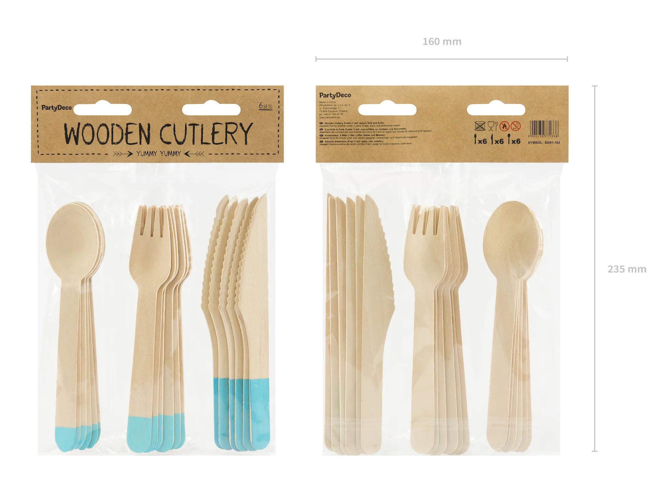 Wooden Cutlery, Mint, 6.3 in