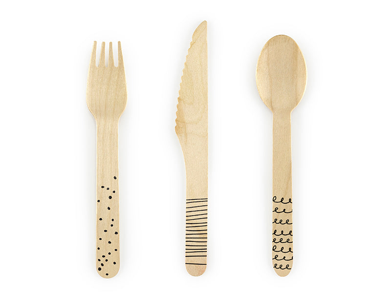 Wooden Cutlery, Black, 6.3 in
