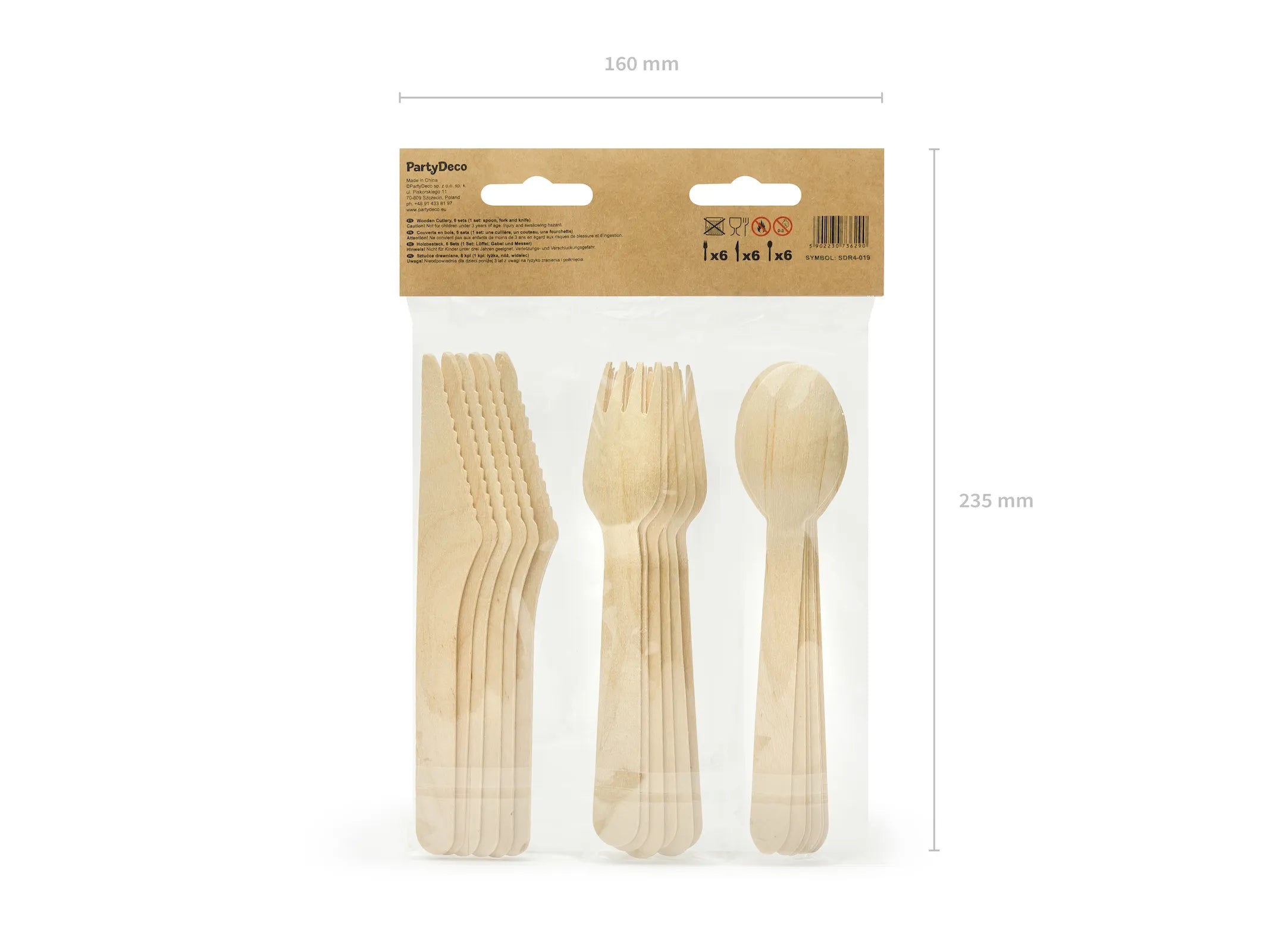 Wooden Cutlery Stars, Gold, 6.3 in