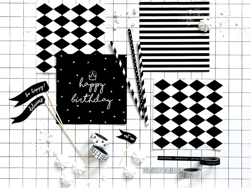 Napkins Stripes, black, 13.0x13in