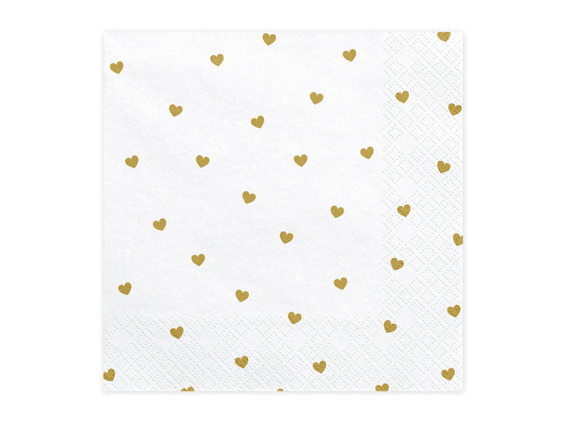 Napkins Hearts, white, 13.0x13in