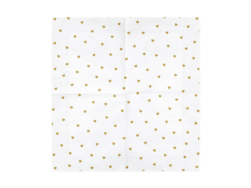 Napkins Hearts White - SP33-49-008