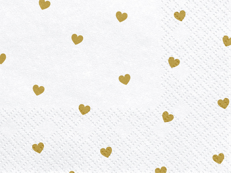 Napkins Hearts, white, 13.0x13in