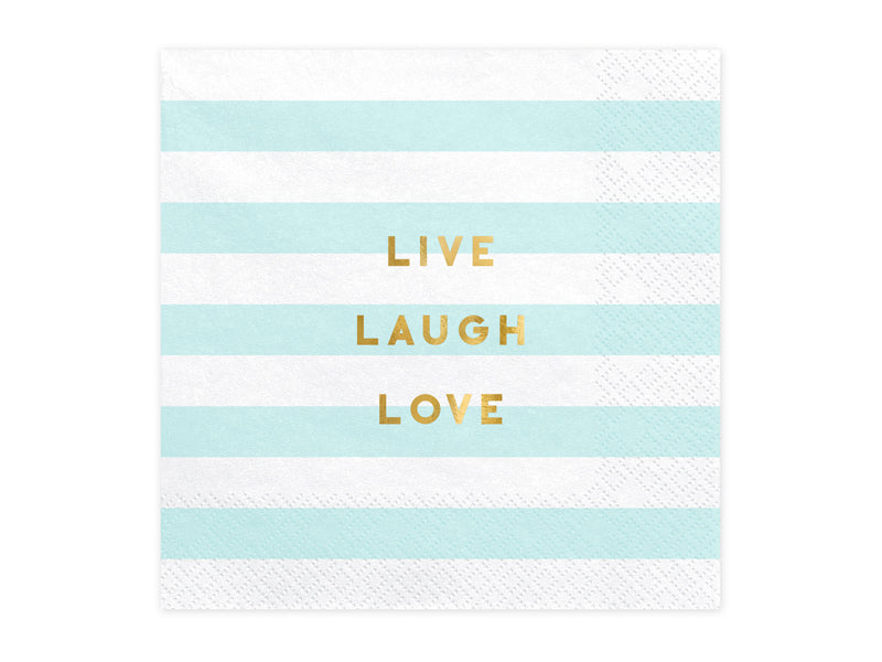 Napkins Yummy - Live Laugh Love, light blue, 13.0x13in