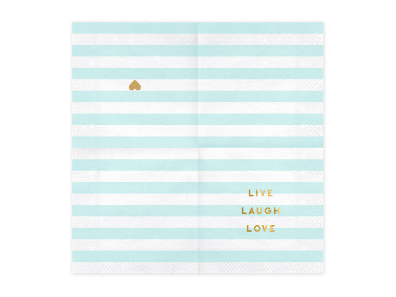 Napkins Yummy - Live Laugh Love, light blue, 13.0x13in