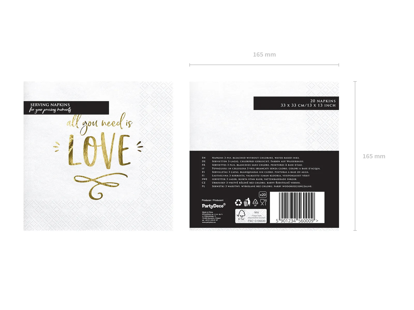 Napkins "All You Need Is Love" White - SP33-75-008-019