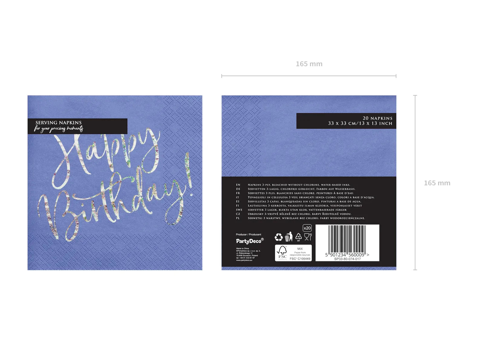 Napkins Happy Birthday Navy Blue - SP33-80-074