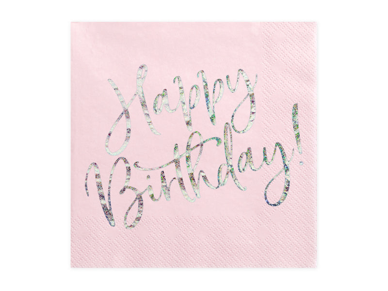 Napkins Happy Birthday Light Powder Pink - SP33-80-081PJ