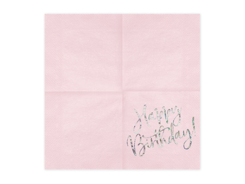 Napkins Happy Birthday Light Powder Pink - SP33-80-081PJ