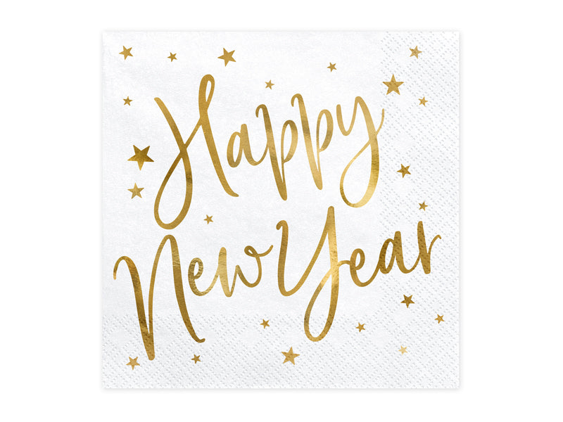 Napkins Happy New Year White - SP33-81-008-019ME