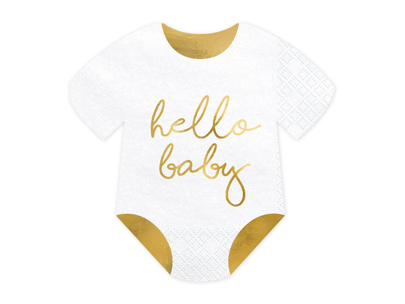 Napkins Baby Romper "Hello Baby" White - SPK13-008-019