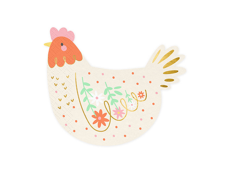 Napkins Hen, mix, 6.3x5.1in