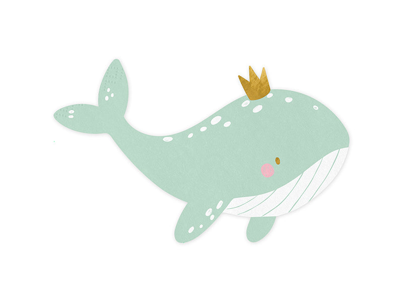 Napkins Whale, mix, 6.3x3.9in