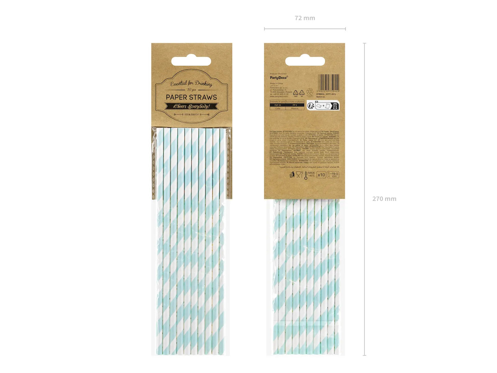 Paper Straws, light blue, 7.7in