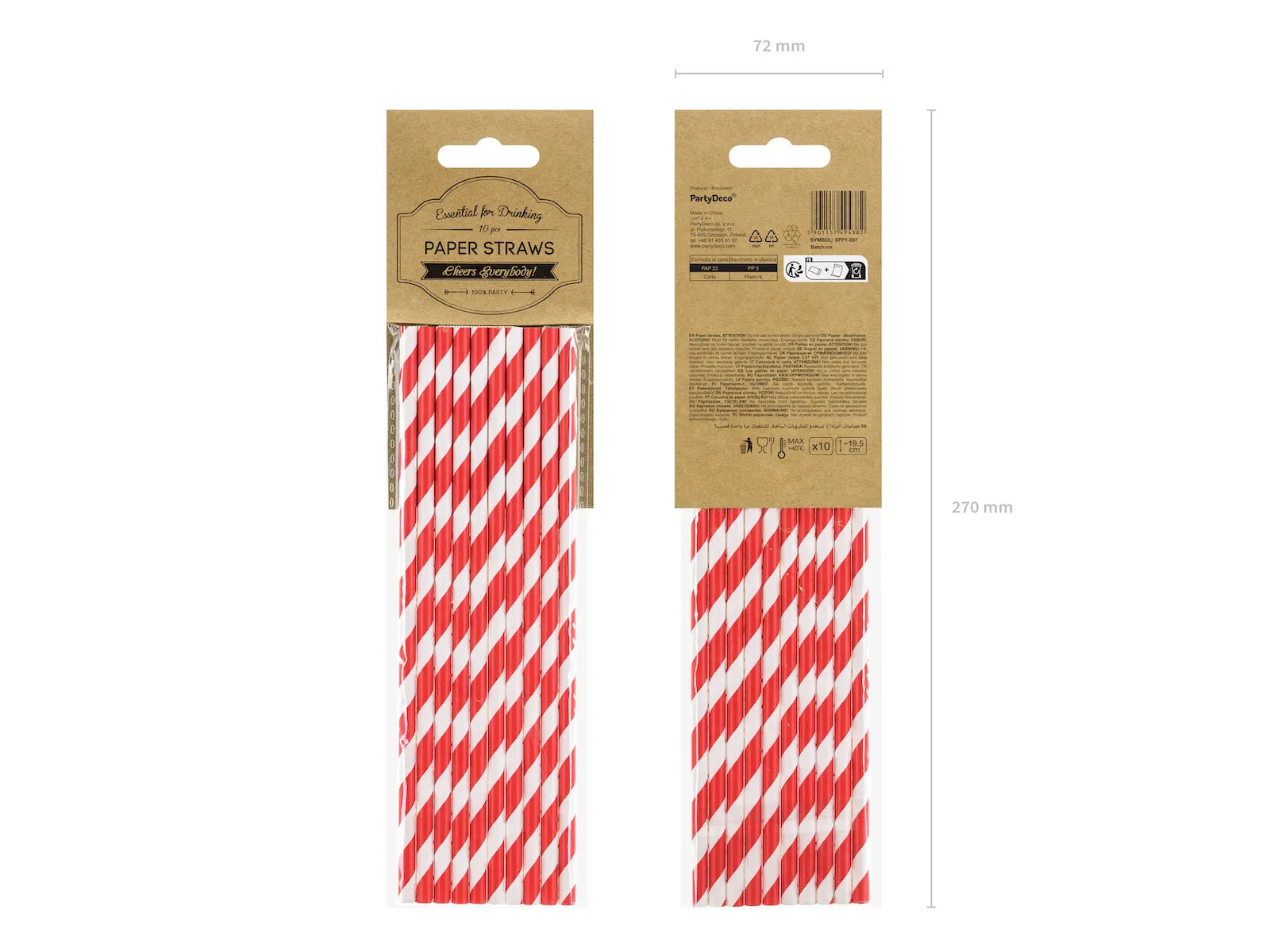Paper Straws, red, 7.7in