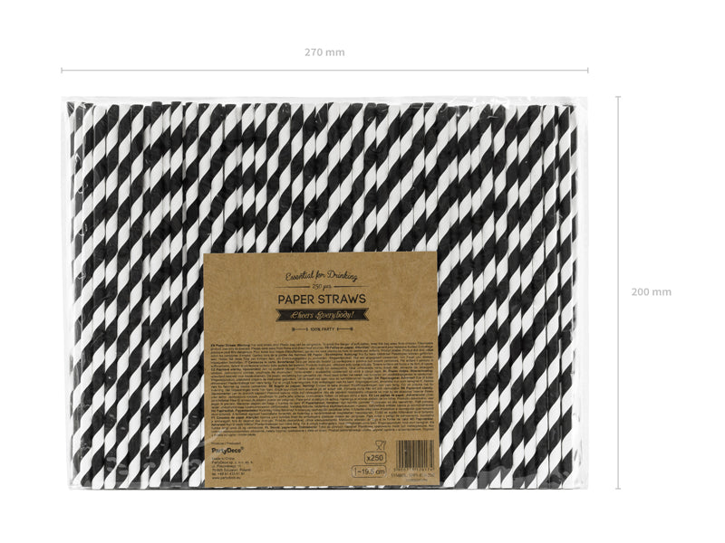 Paper Straws, black, 7.7in