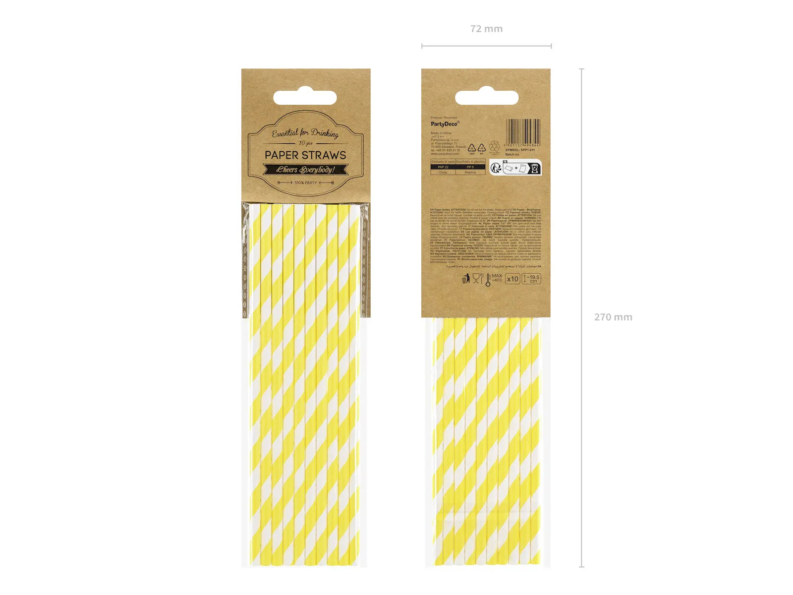 Paper Straws, yellow, 7.7in