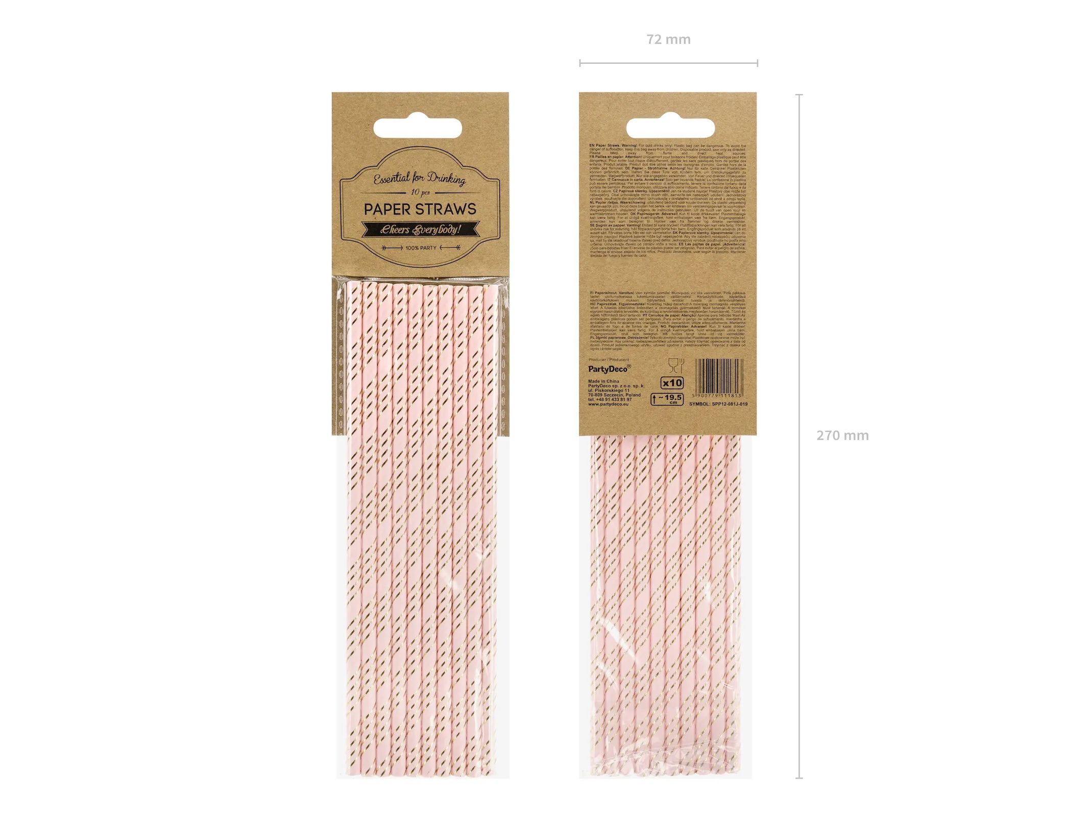 Paper straws, light pink, 7.7in