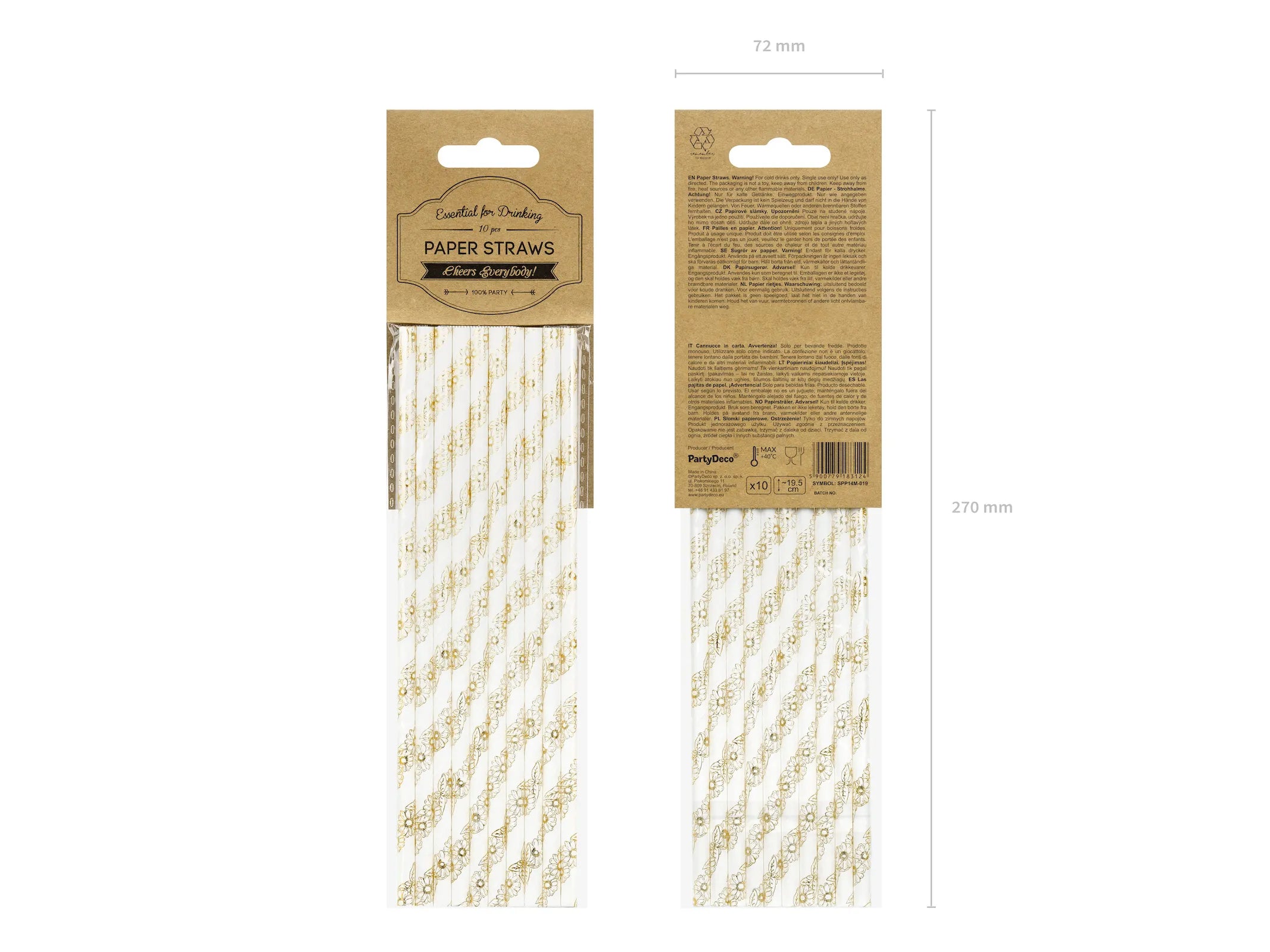 Paper Straws, gold, 7.7in