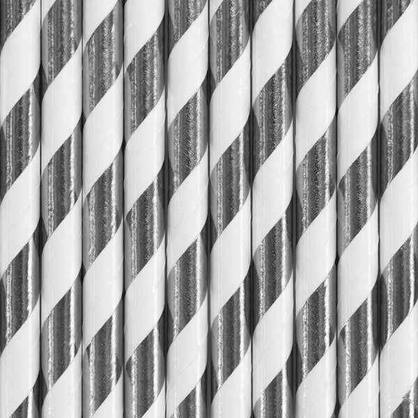 Paper Straws, silver, 7.7in