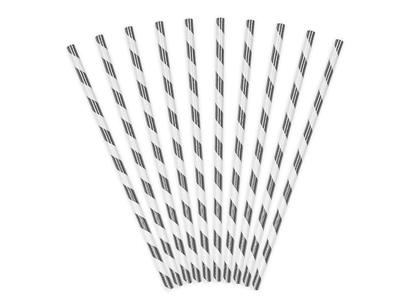 Paper Straws, silver, 7.7in