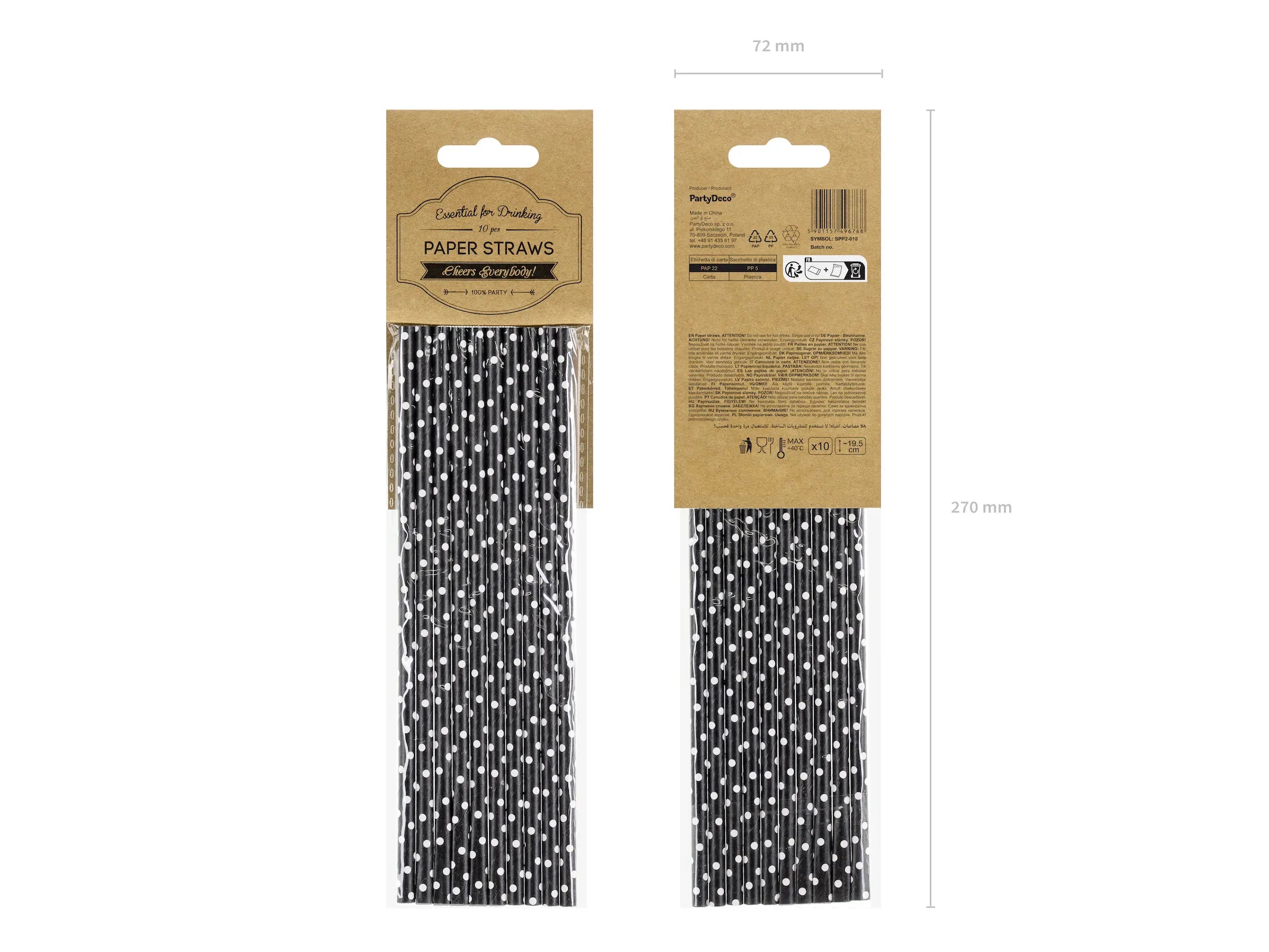 Paper Straws, black, 7.7in