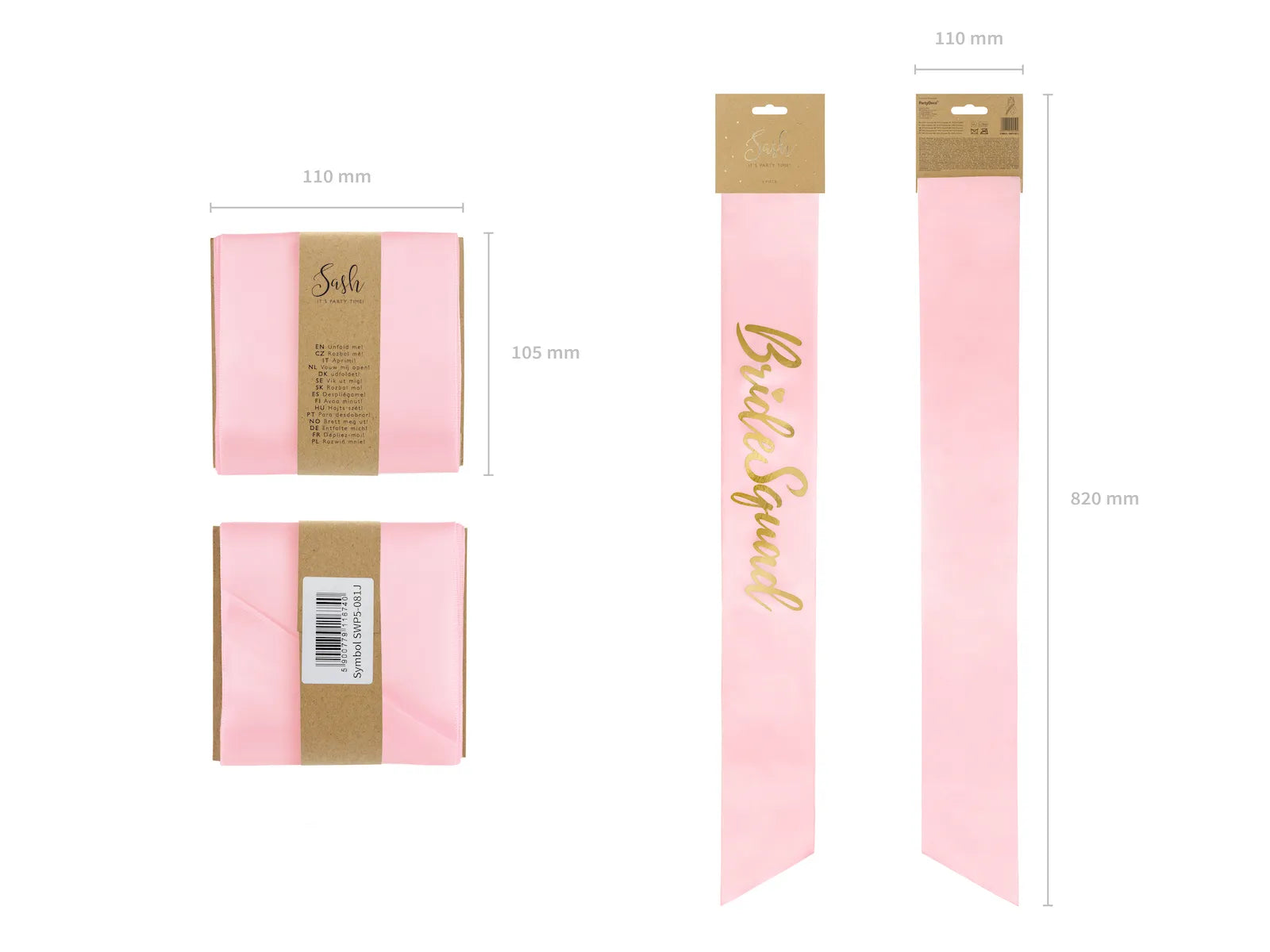 Sash Bride squad, light pink, 29.5in