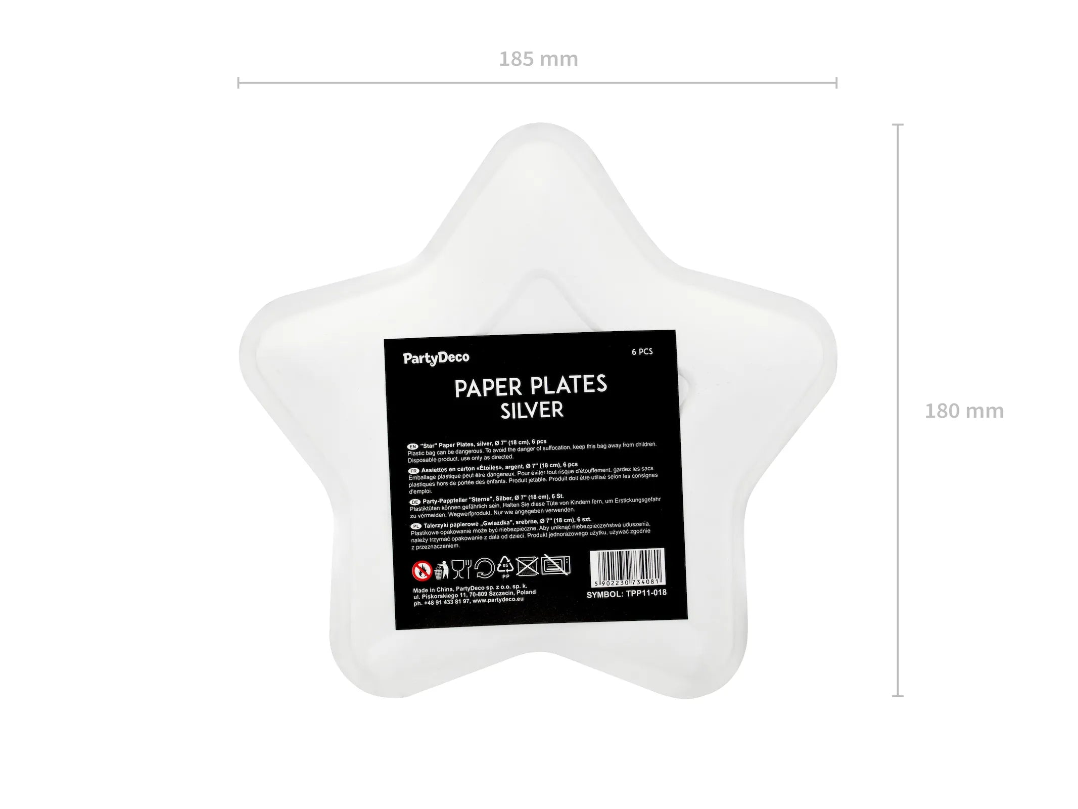 Paper Plates Star Silver - TPP11-018