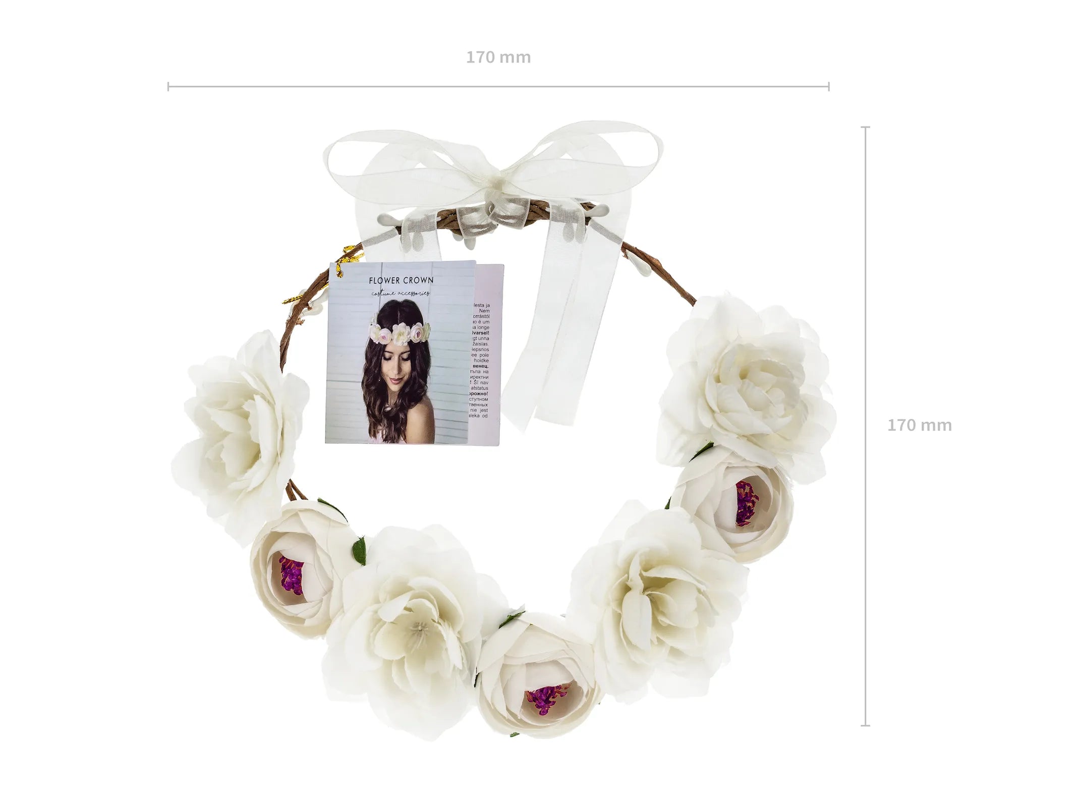 Flower Crown, White, 6.7 in