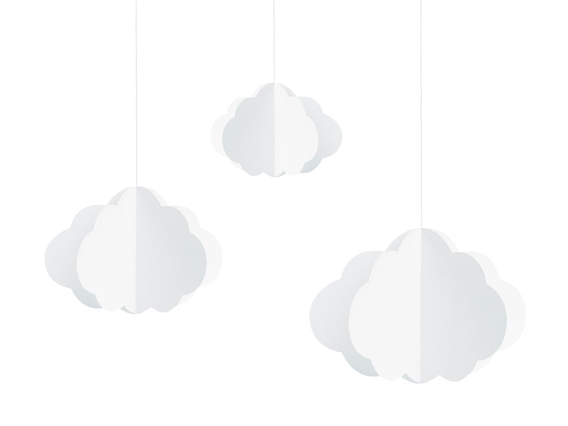 Hanging decoration Clouds, White, 6.7 - 11 in
