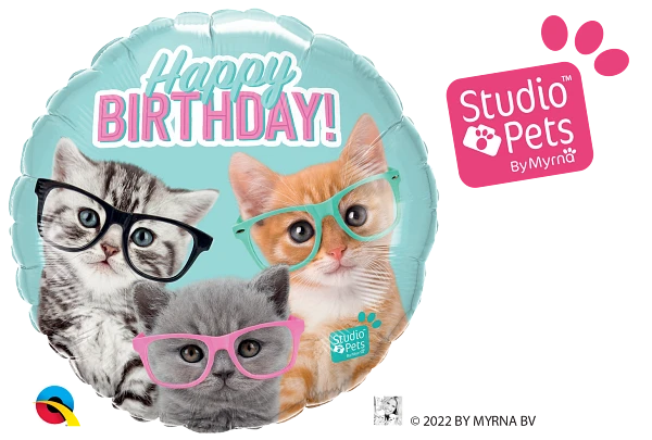 Birthday Kittens in Glasses 19286