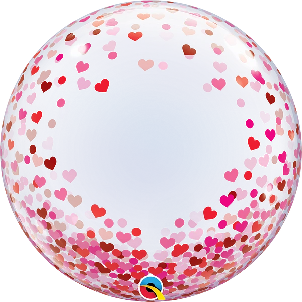Red and Pink Confetti Hearts Bubble 16579