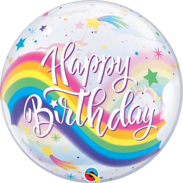 Happy Birthday Rainbow Unicorns Bubble 87744